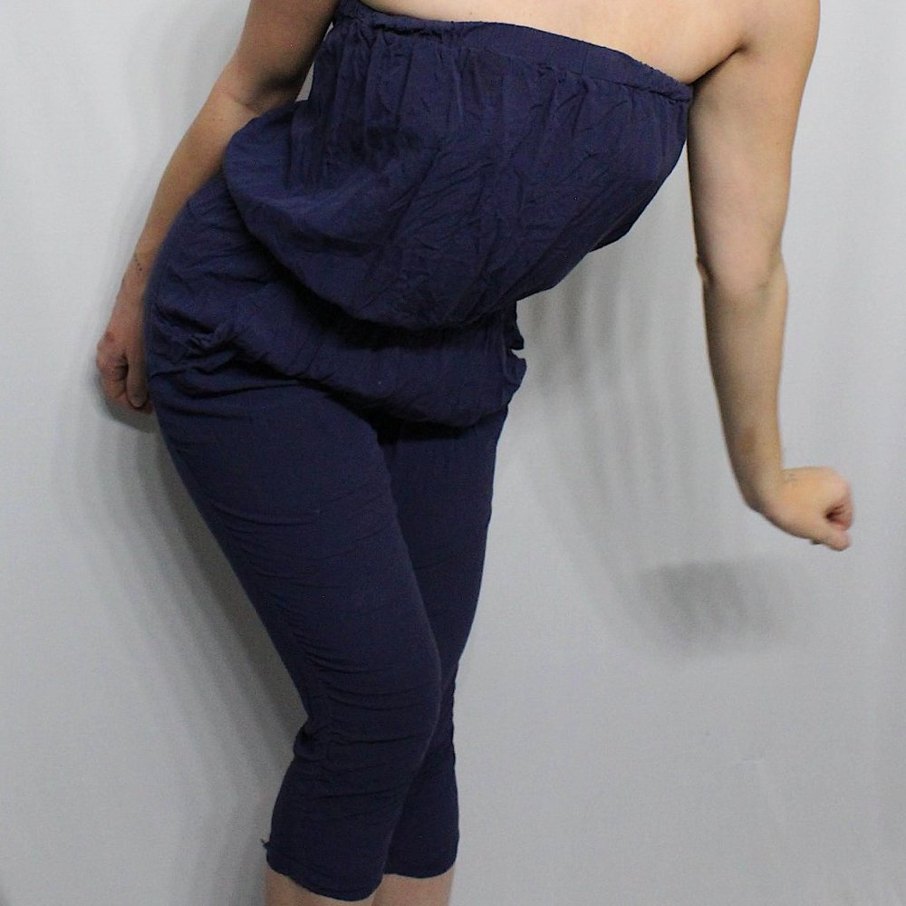 Dark Blue Strapless Jumpsuit